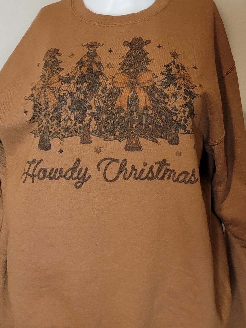 Brown "Howdy Christmas" Graphic Crewneck Sweater